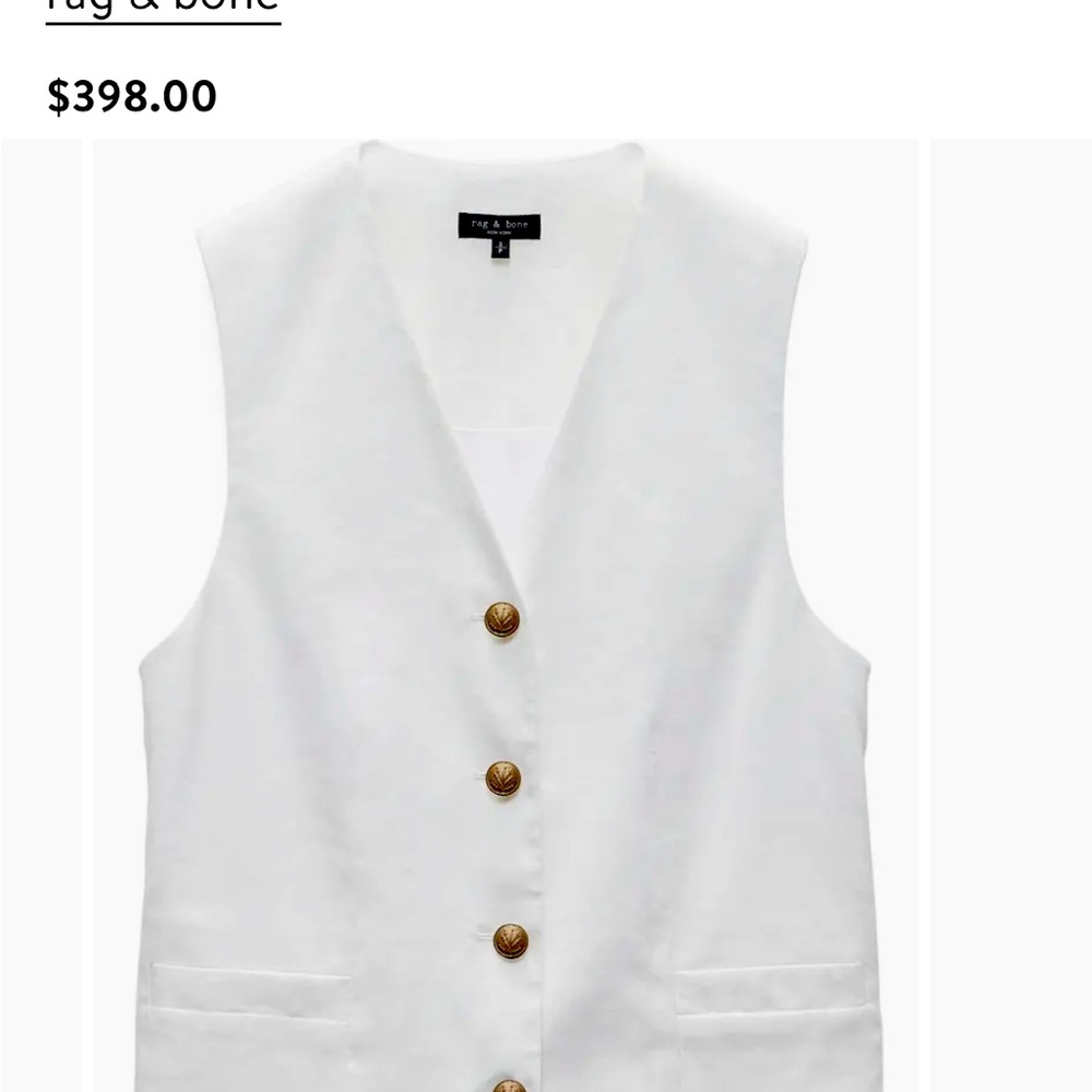 RAG &BONE WHITE LINEN LINED VES EUC WORN Once - size 8